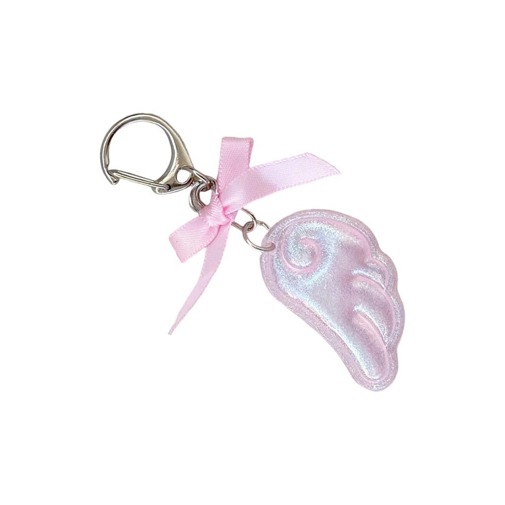 Cute Kawaii Japanese Style Keychain Bag Decoration with Angel Wing Bowknot Charm for Girls Fashion Accessory