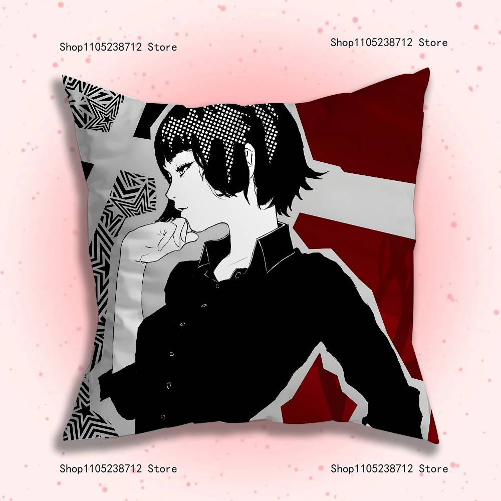 

Game P-Persona 5 Pillow Case Plush Fabric Soft Pillowcase Double Sided Print Sofa Cushion Cover Throw 12x12Inch