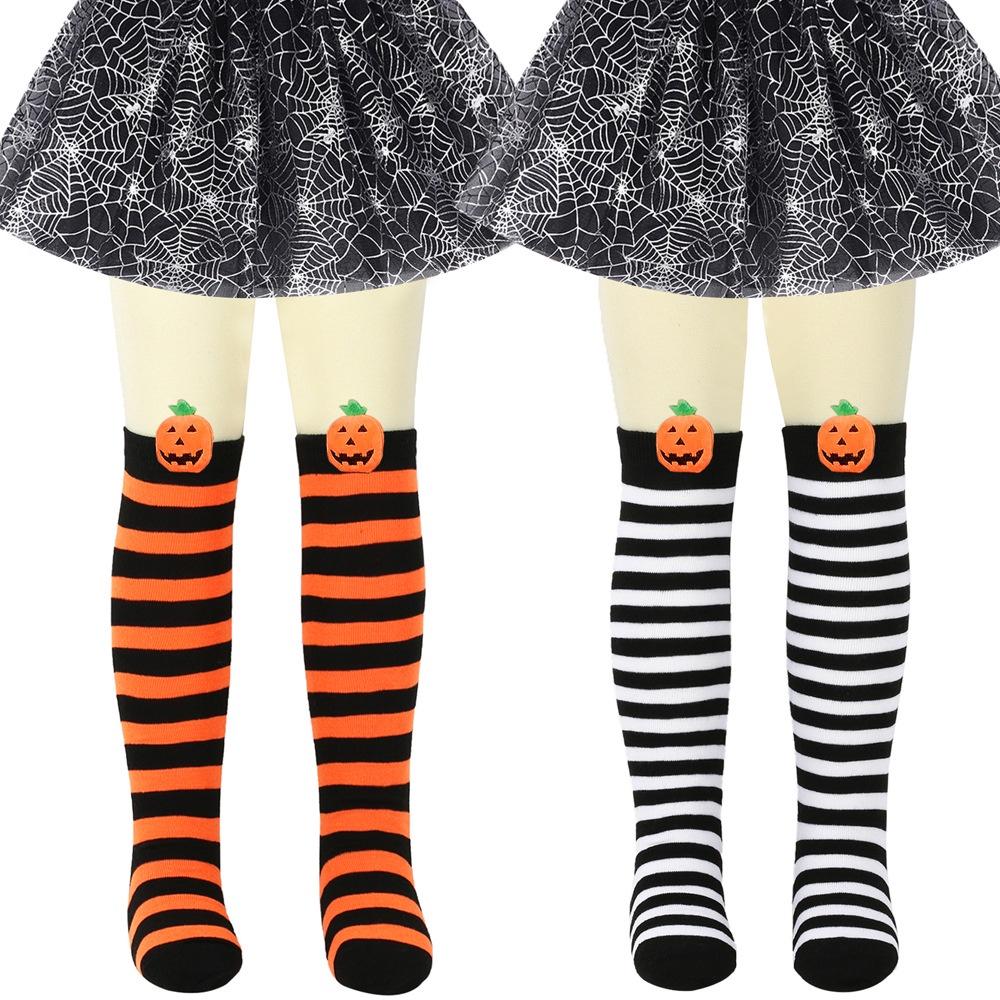 New Arrival Children's Halloween Socks With Pumpkin Doll Design High Tube European And American Style Polyester Fabric