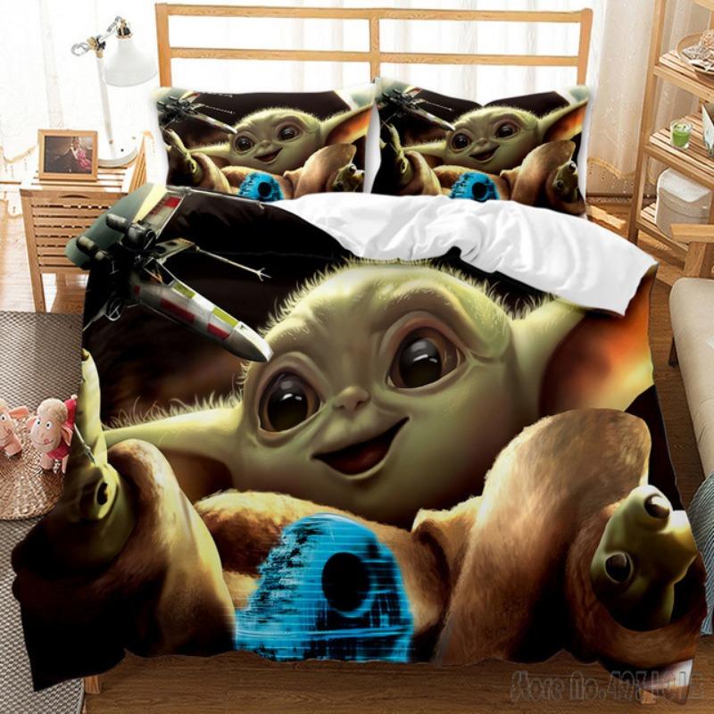 Bedding Set Anime Yoda Baby Double Twin Full Queen King Kids Bedclothes Duvet Cover Pillowcase Decoration Christmas Gifts