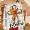 Double Sided Fall Yard Decoration Seasonal Maple Leaf Crosses Garden Flag 12x18 Inch for Thanksgiving Outdoor Display