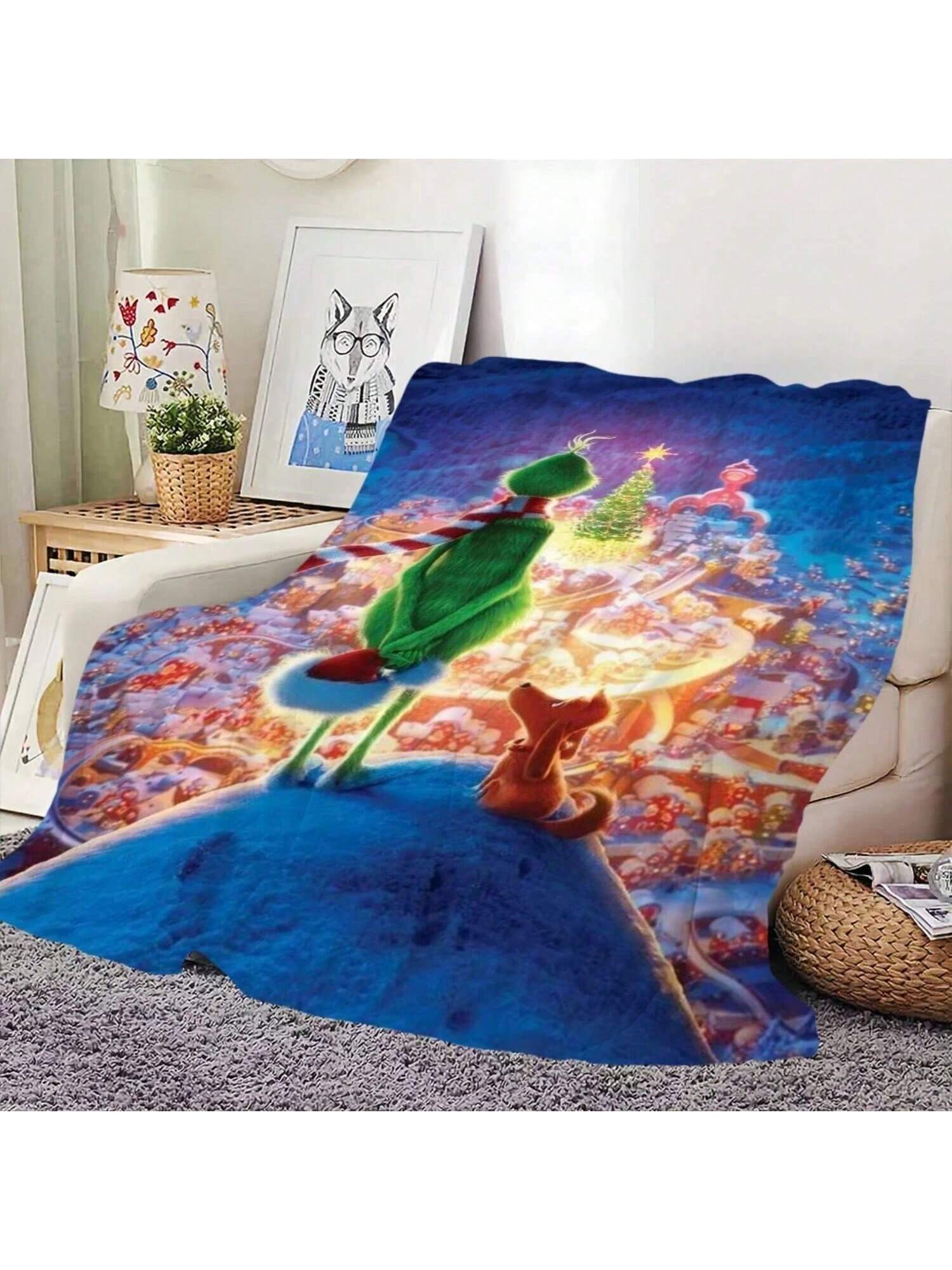 

Мультяшна Т-The G-GrinchS Skicomfort Тепла М яка Домашня Ковдра для Обіднього Сну, Підходить для Вітальні, Офісу, Подорожей на Кожен День, Подарунки 75X95CM сірий колір