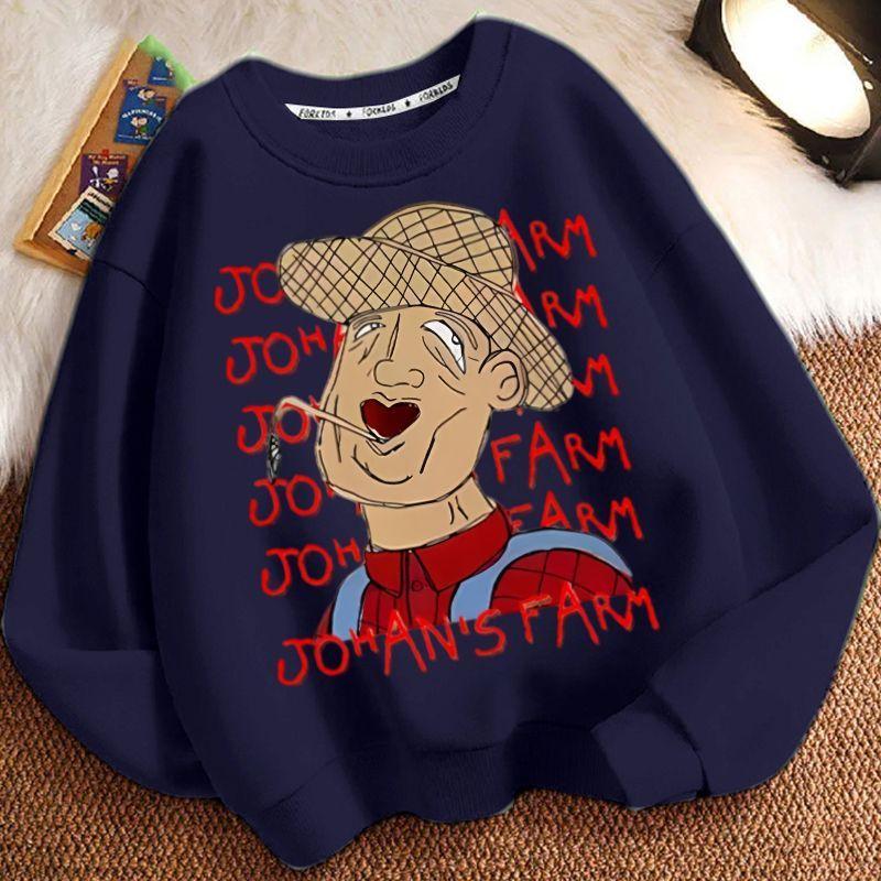 Children's Casual John's Farm Hoodies for Autumn and Winter, Fashionable Long-sleeved Hoodies for Boys and Girls