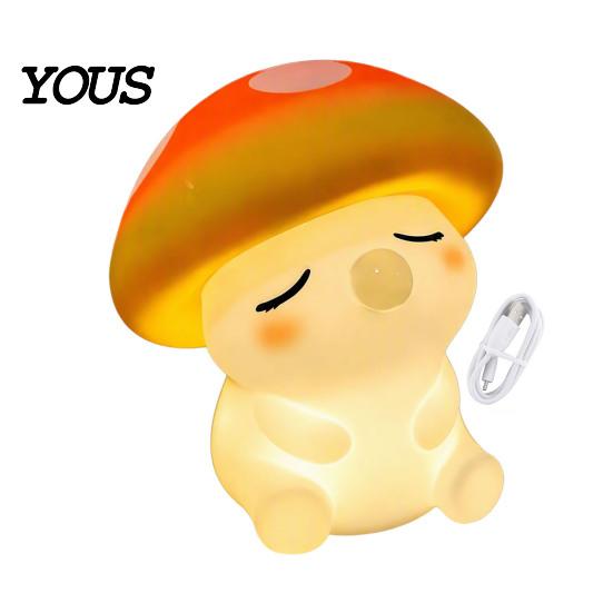 Rechargeable Bedside Lamp with USB Mushroom Night Light, Squishy Silicone Touch Nursery Lamp, Warm White & RGB Color?Changing Colorful 2 Light