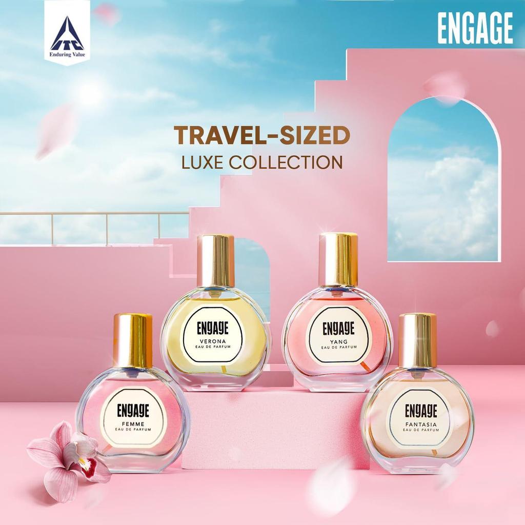 Engage Luxury Perfume Gift Pack for Women,  Travel Sized, Assorted Pack, Ideal Birthday Gift, 100ml (25ml X 4)