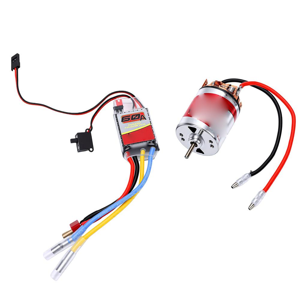 RC Brushed Motor ESC Combo Set 540 12T Brushed Motor and 60A ESC with 2A BEC T Plug for RC Car Boat Upgrade
