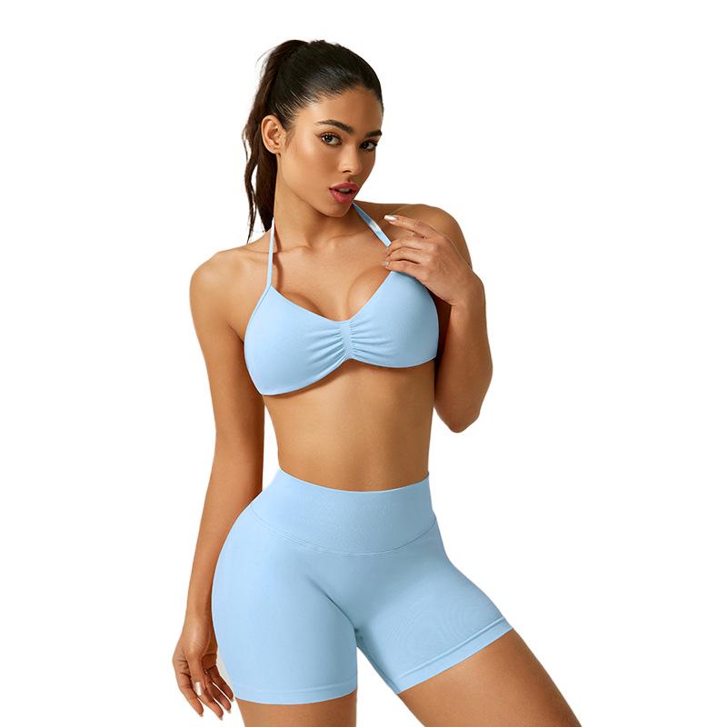 European Halter Neck Seamless Yoga Bra: Sexy, High Elasticity, Matte Finish, Beautiful Back Design