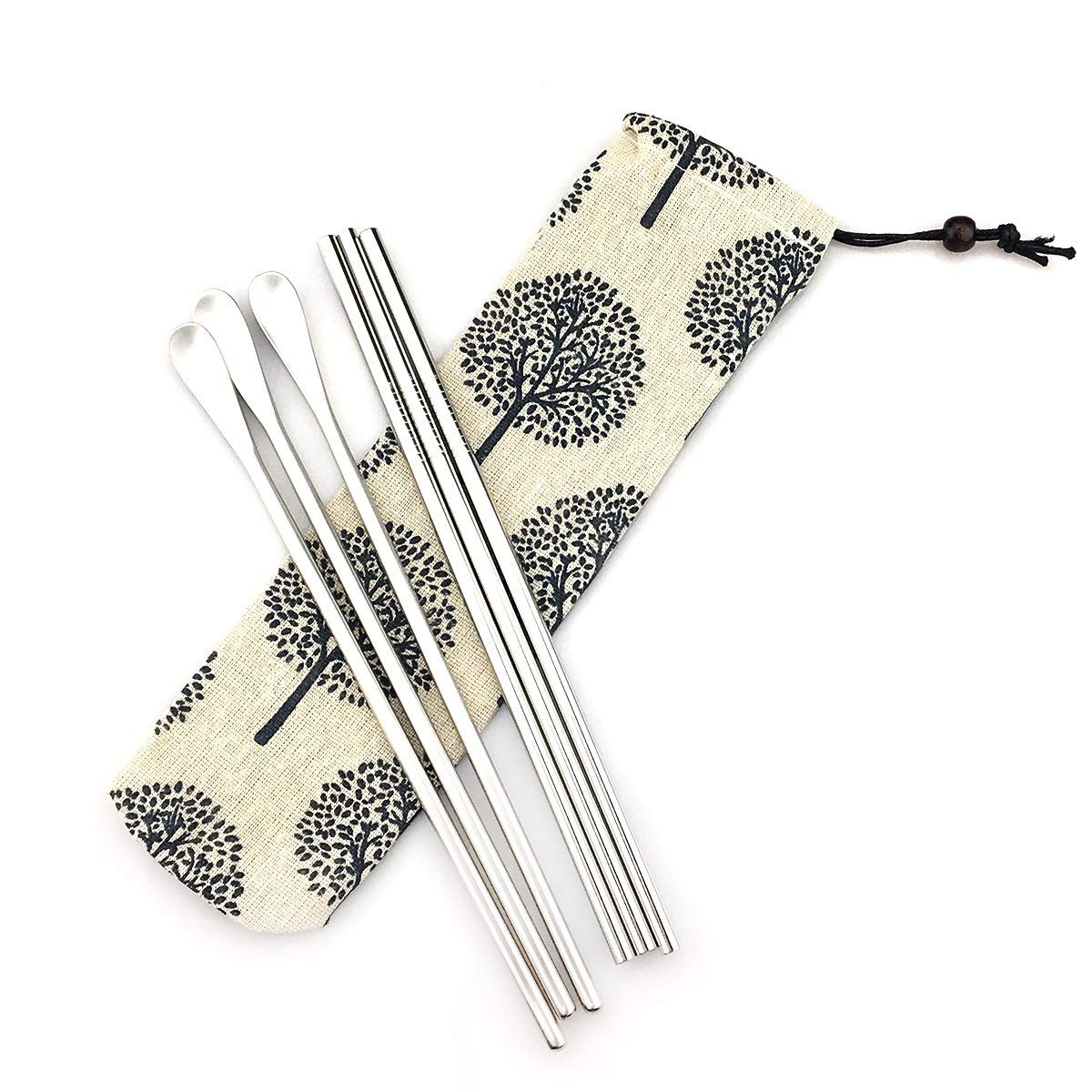 

10 шт., матовая ложка с длинной ручкой, ложки для смешивания коктейлей, чай со льдом, кофе, медовые ложки с металлическими соломинками, матовый чехол серебряный