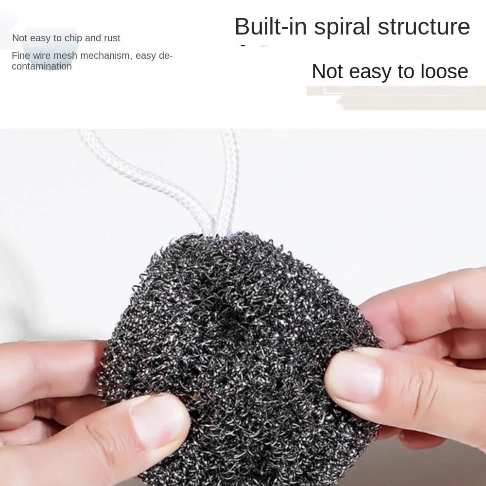 Stainless Steel Cleaning Ball with Hanging Rope, Kitchen Brush, Dishwasher, Household Powerful Tool