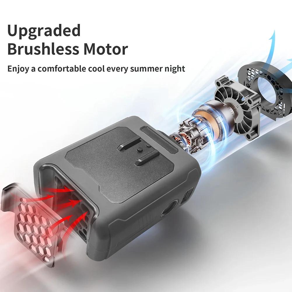 Waist Clip Fan Portable Mini Hanging Neck Fan USB Rechargeable Small Outdoor Travel Camping Waist Fan with Power Bank LED Light