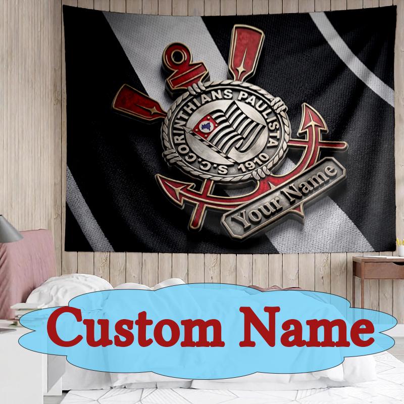 1pc Customized Name Corinthians Paulista Soccer Club Pattern Decorative Tapestry Innovative Wall Hanging Art for Home Use