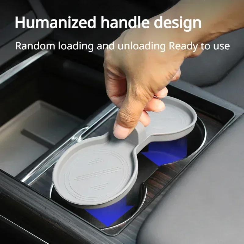 For Tesla Model X S Silicone Pad Protective Cup Holder Wireless Charging Mat Central Control Armrest Storage Box Car Accessories