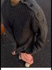 Heren geknoopte ronde hals donkergrijze trui - herfst/winter niche design gebreide jas