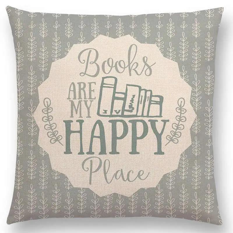 Tea Reading Books Pillow Case Home Decor Linen/cotton Cushion Cover Designer Pillow Cover for Sofa Bedroom Housse De Coussin