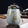Ge Kiln Celadon Tea Caddy Chinese-style Ceramic Sealed Storage Tank Home Decorative Porcelain Jar Moisture-proof Tea Canister