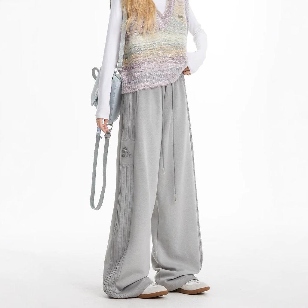 American Retro Stripe Sweatpants Women 2025 - Spring/Autumn Casual Wide Leg