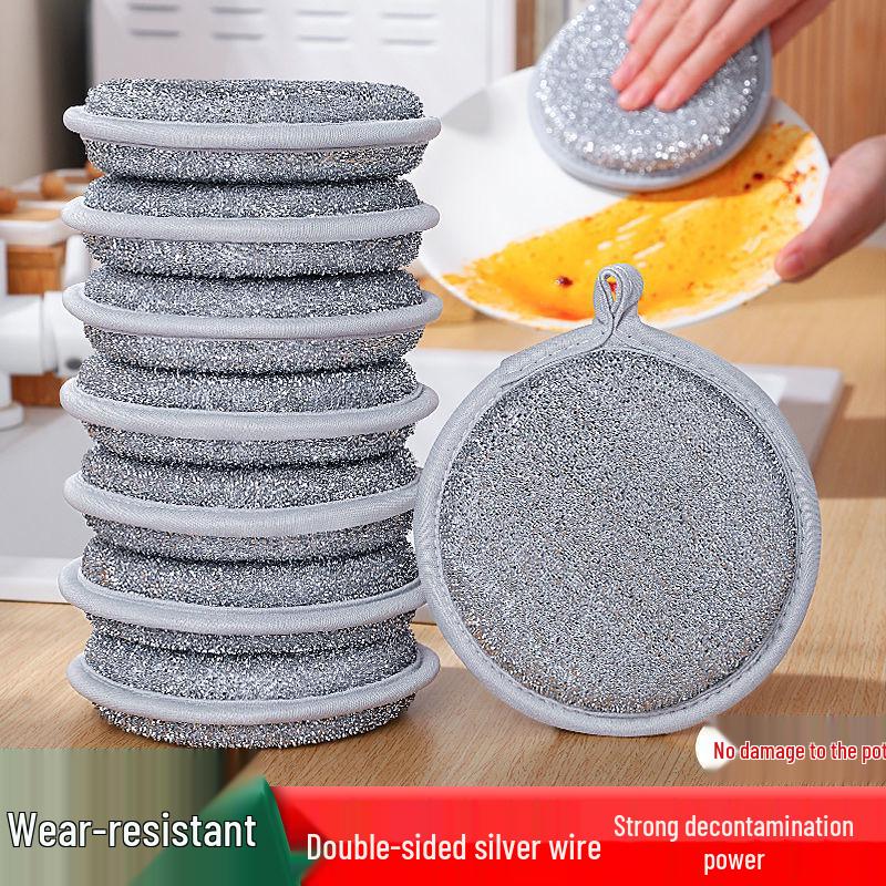 

Steel Wool Kitchen Scrubber: Non-Stick Oil Scouring Pad for Dishwashing and Household Cleaning. Loose Double-Sided Steel Wool Sponge Block
