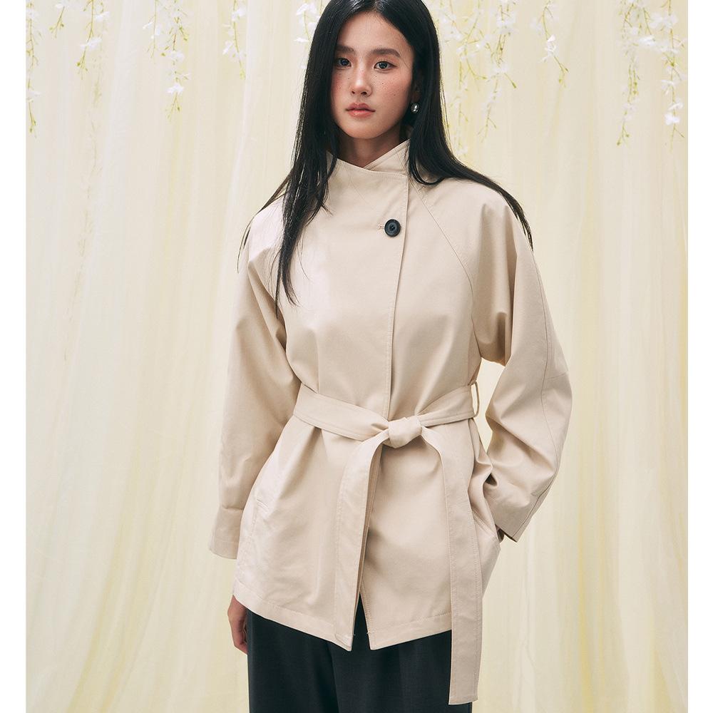 Early spring new retro Barn style versatile stand-up collar small medium and long trench coat women