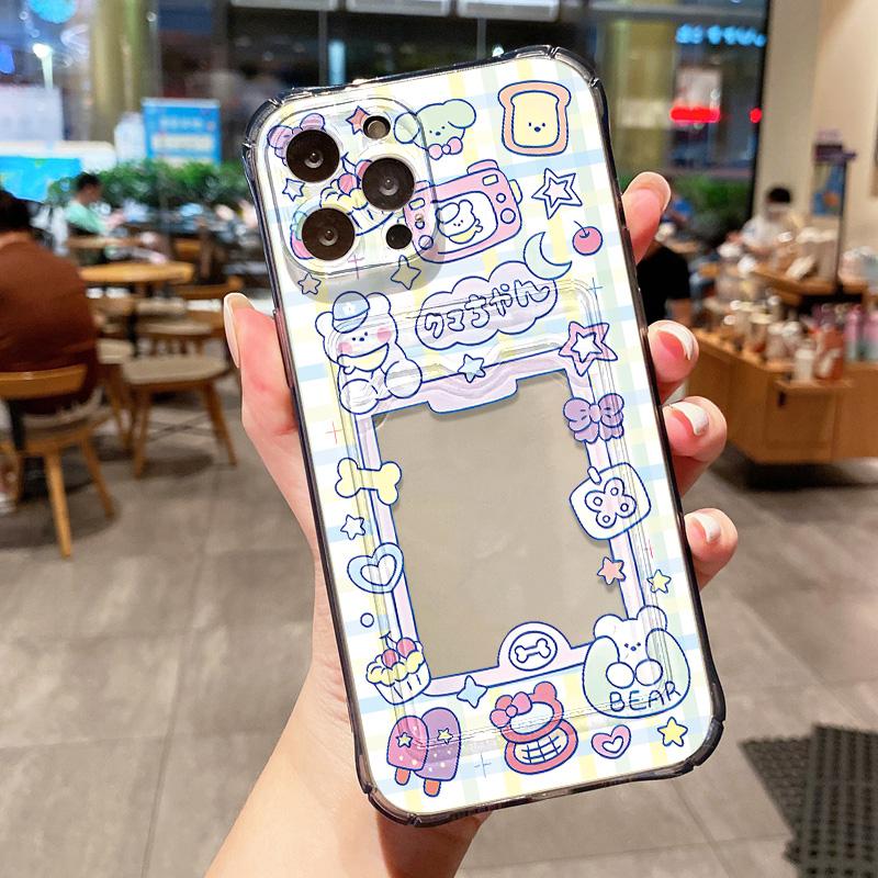 

Чехол-карточка для iPhone 11 13 XR 15 14 Pro Max iPhone 12 16 7 8 Plus XS Max Samsung S24 S23 A15 A55 A05 A54 Redmi 12 13C 13 9 с защитой от мультфильмов iPhone XS Max серый