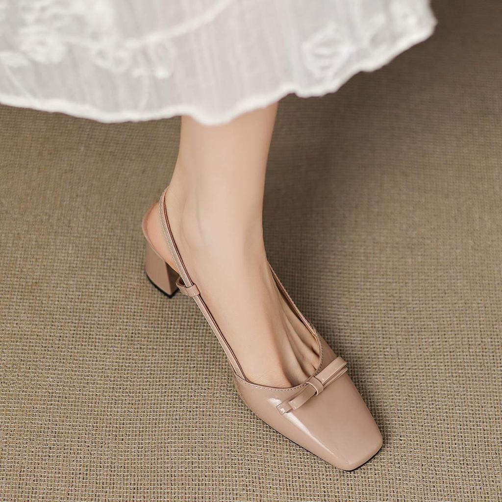 Krazing Pot Cow Skin Summer Size 42 Slingback European Design High Heels Women Superstar Square Toe Sandals