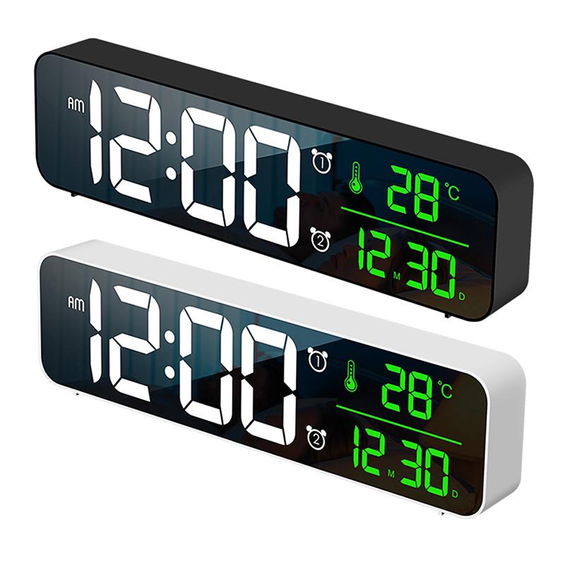 LED Digital Alarm Clocks Backlight Snooze Mute Calendar Desktop Intelligent Acoustic Control Temperature Function Clock