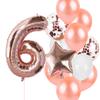 12pcs Rose Gold Number Foil Balloons Birthday Party Decoration Kids 1st First Baby Girl Princess 1 2 3 4 5 6 7 8 9 Years Old