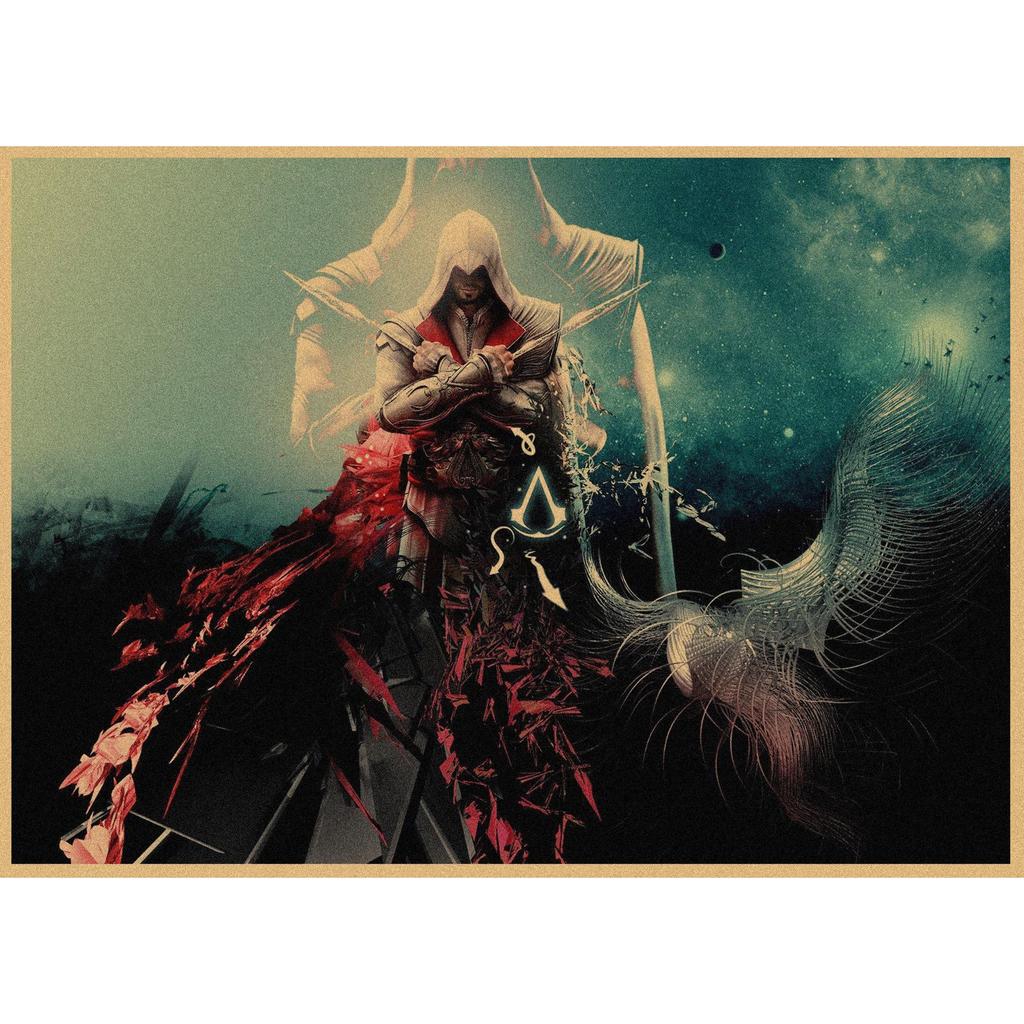 Assassin's Creed Retro Kraft Paper Wall Poster Mural 250