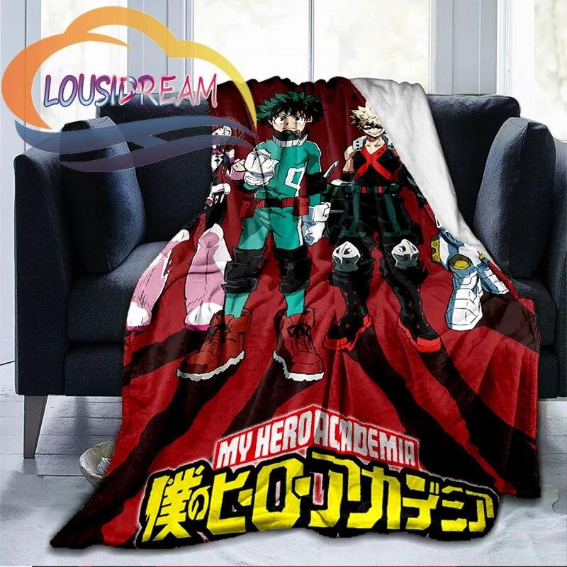 My Hero Academia Nadýchaná vlněná deka Flanel Hřejivost Měkká plyšová pohovka Throw čtvercová deka Tourist