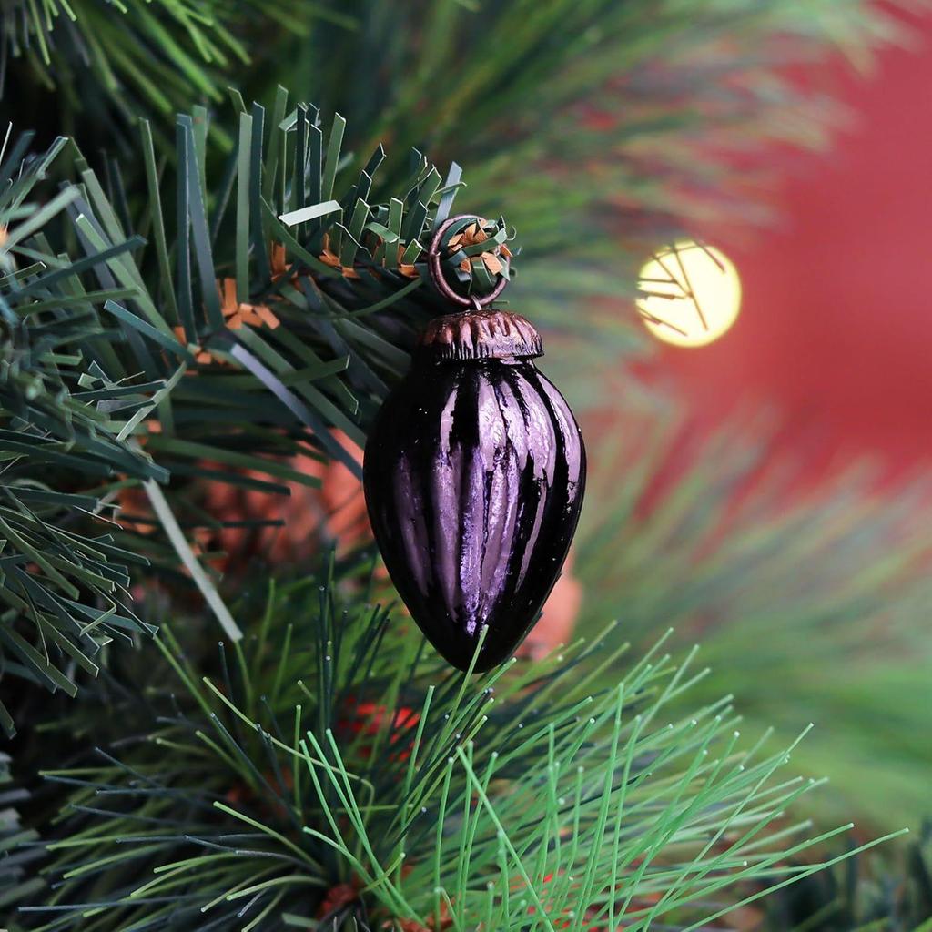 25 Pieces Black Glass Vintage Christmas Ornaments Mini Bulk Decorative Ornaments X mas Balls for Halloween, Christmas Tree