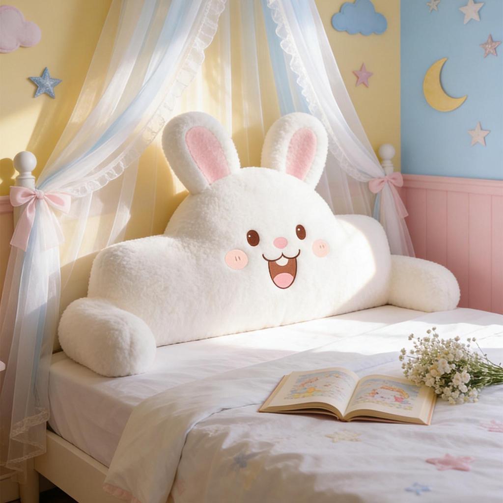 Cartoon Upholstered Backrest Cushion for Children's Room - Anti-Collision Pillow for Tatami or No Headboard Beds (2026 Model)