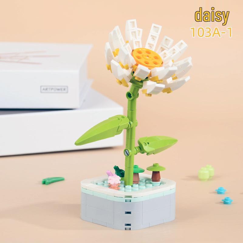 Educational Sunflower & Hibiscus Building Blocks Ornament - Teacher's Day Gift