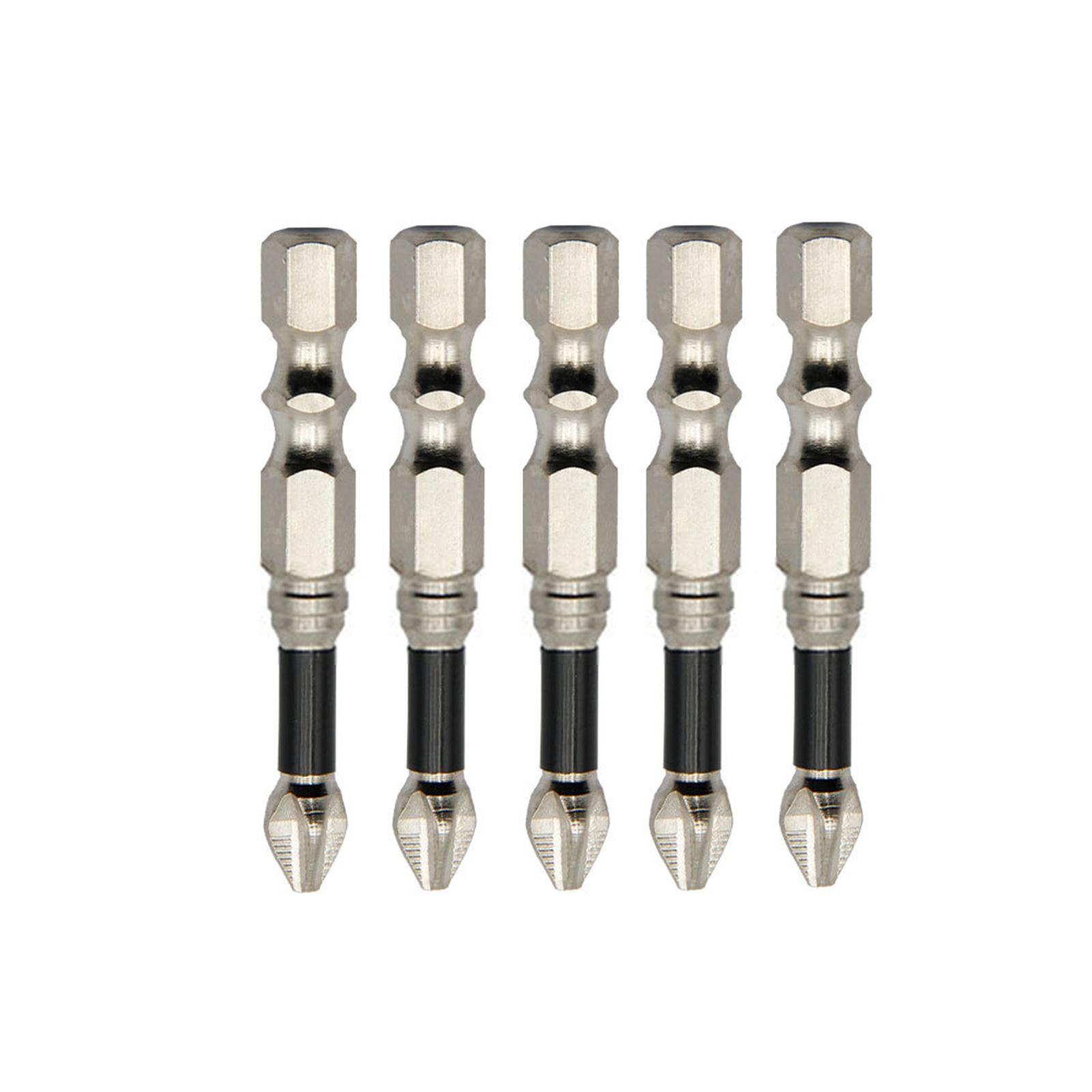 

Набор из 5 шт. бит для ударного шуруповерта с магнитными крестообразными головками, биты для электрической отвертки, легированная сталь, нескользящие длинные сверла 50MM