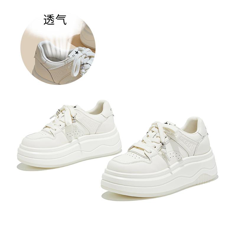 Suction film sole leather little white shoes women's 2025 autumn new women's shoes commuting platform shoes are not tired feet round head single sh