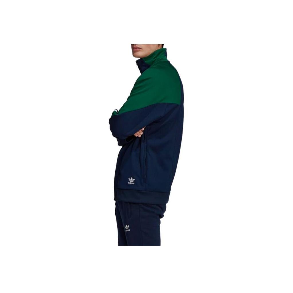 Adidas Originals Big Trefoil Abstract Color Block Logo Zip Jacket Men Jacket Green GE6235