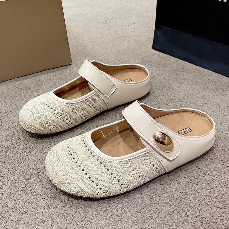 Casual and Comfortable Flat-bottomed Cool Slippers Women's 2025 Summer New Bag Head Half Slippers French Retro High Temperament Women's Shoes