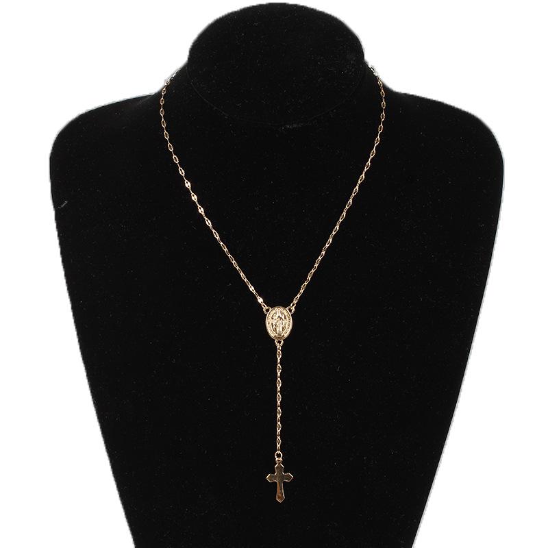 Three-color Cross Virgin Necklace, European and American Women's Popular Pendant Jewelry
