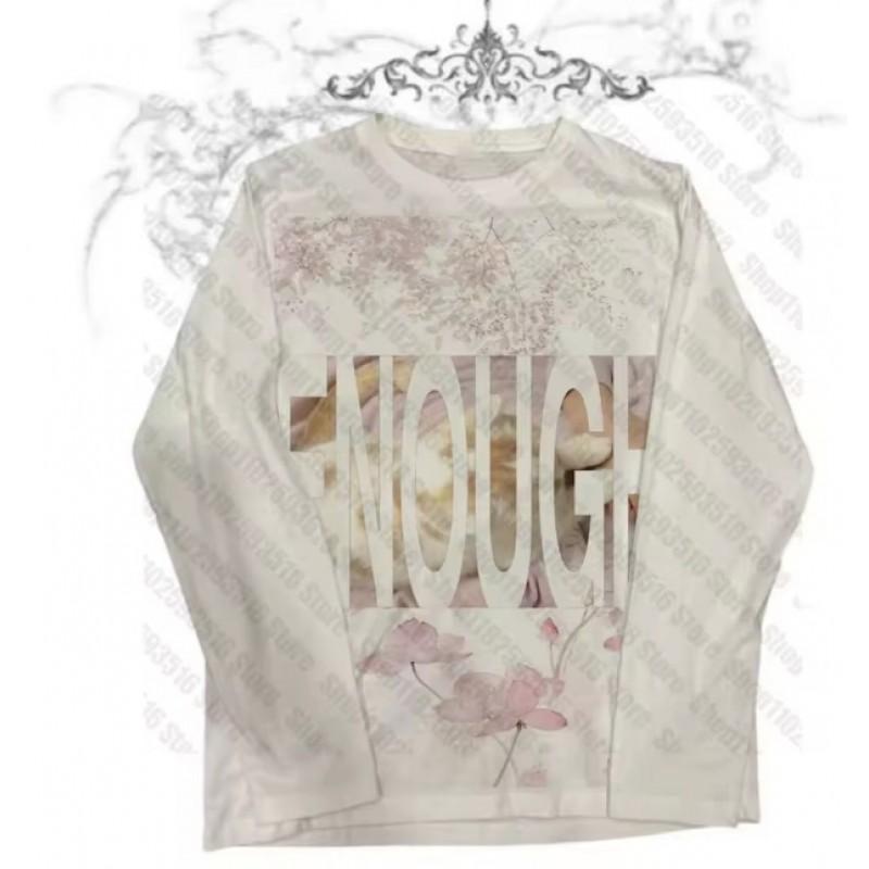Unisex Vintage Streetwear Long Sleeve T-Shirt With 3D Digital Print Loose Fit Casual Tee Daily Wear