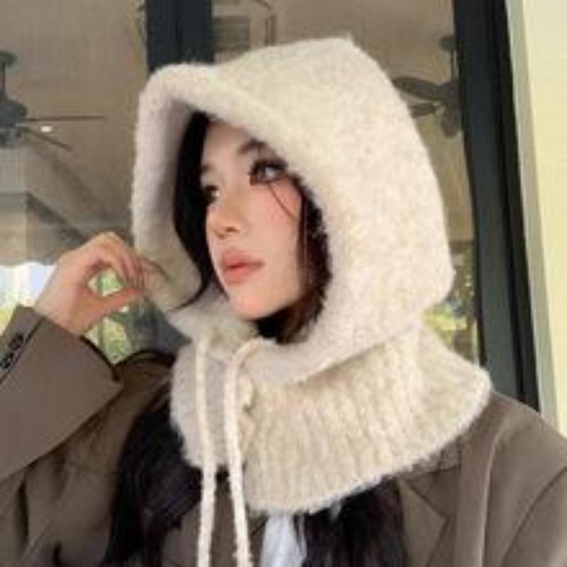 South Korea Balaclava Hat Women'S Autumn And Winter Warm Scarf Body Ear Protection Hooded Scarf Knitted Wool Hat Tide