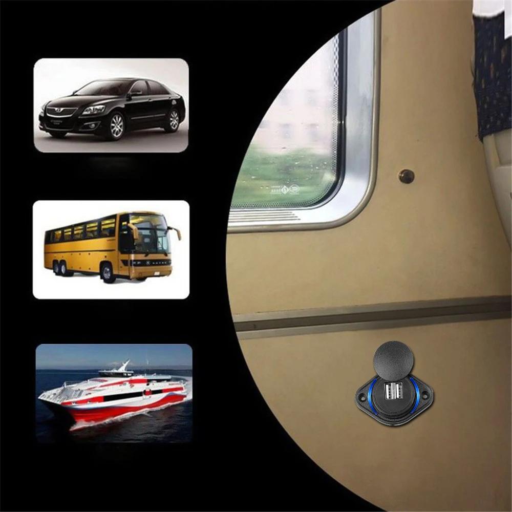 12-24V 3.1A PD QC3.0 2.1A Dual USB Charger Car Modified Socket Motorcycle Boat Utv Camper Caravans Universal Modified Charger