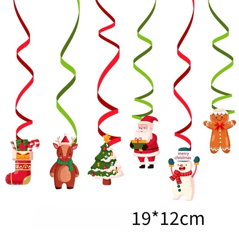 6pcs Christmas Foil Spiral Pendant Ceiling Hanging Garlands Christmas Decoraitons for Home Navidad Decor New Year 2025 Gifts