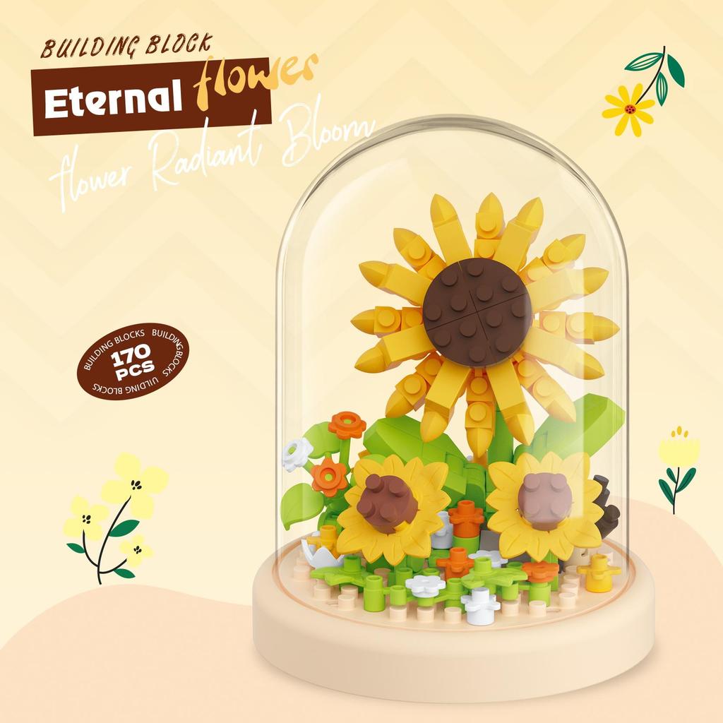 Eternal Flower Bouquet Building Blocks Kids Toy Mini Bricks Girl Series Rose Gift for Valentine Birthday