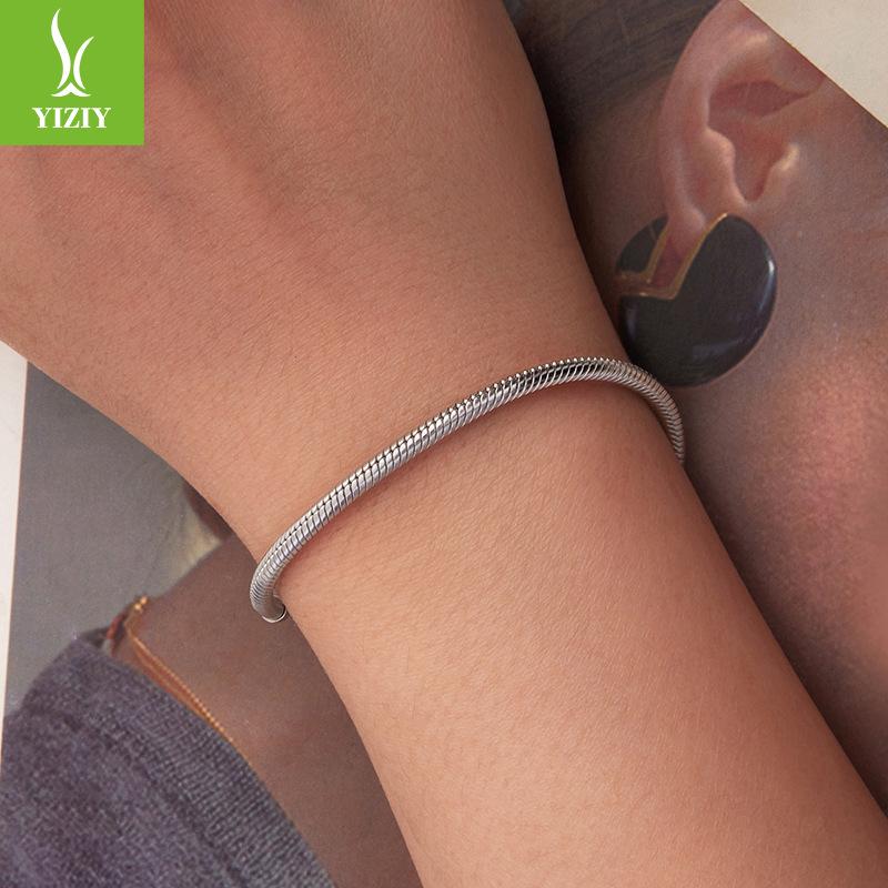 S925 Sterling Silver Simple Love Basic Bracelet, Classic Versatile Snake Bone Chain Bracelet Bracelet