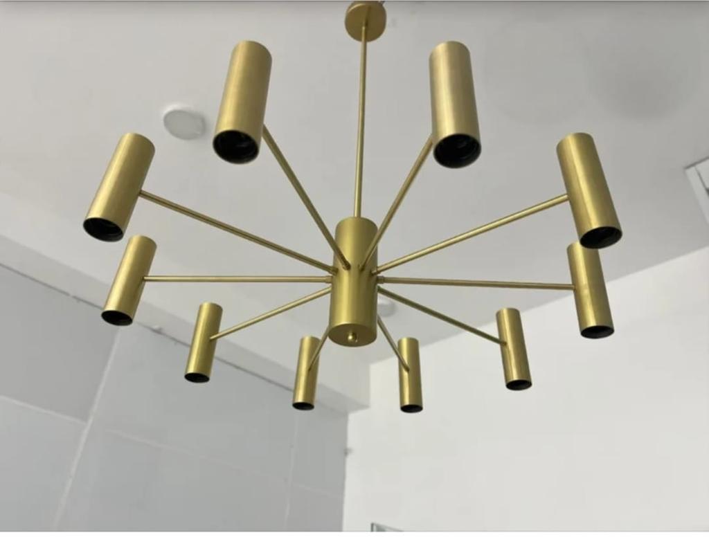 20 Light Brass Pendant Mid Century Modern Raw Brass Sputnik chandelier light Fixture