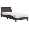 VidaXL Bed with Mattress Dark Brown 90x200 Cm Fabric, Bedroom Furniture, Single Bed, Curved Bed Frame, 3208327