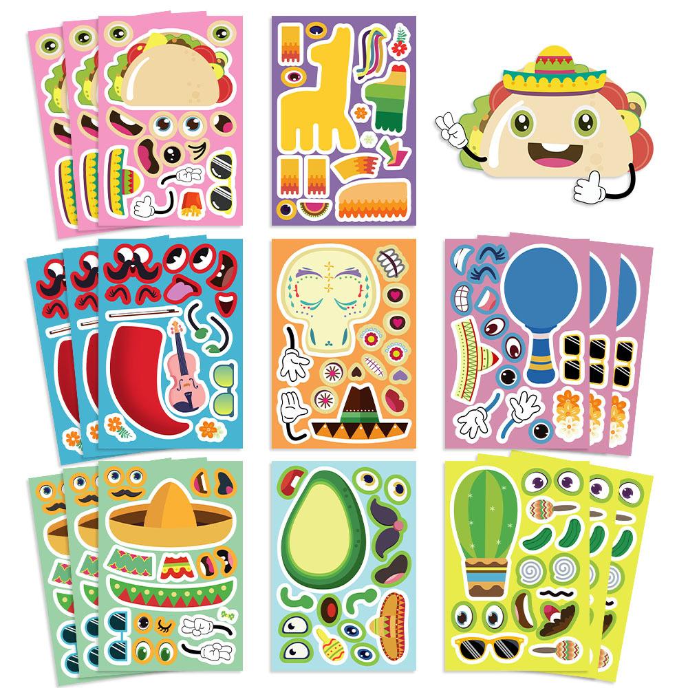 8 Cartoon Mexican Carnival Collage Stickers Handicraft Waterproof Decorative Stickers DIY