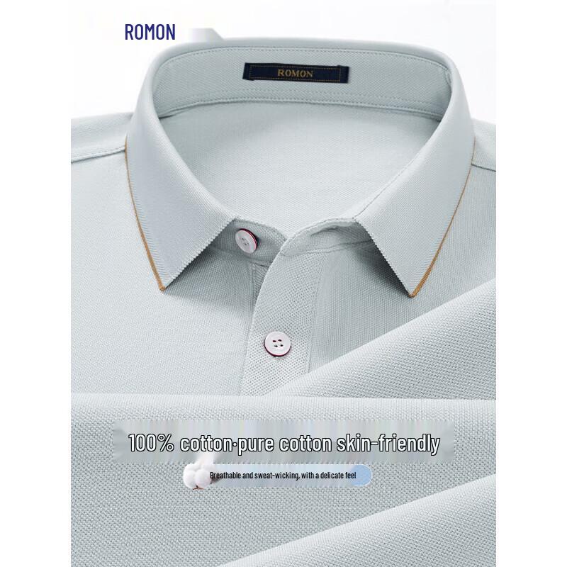 ROMON Men's 100% Cotton Short Sleeve Polo Shirt