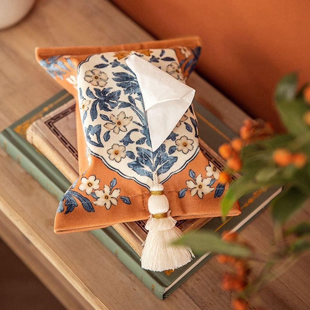 Rectangle Tissue Box Holder American Napkin Paper Box Creative Short Plush Tissue Bag Office