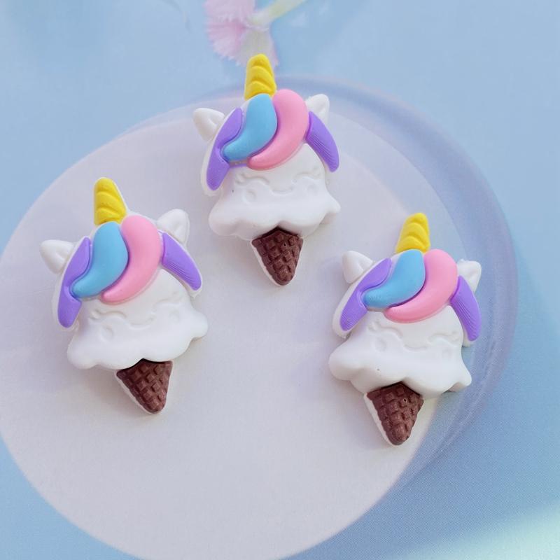 12pcs Cute PVC Mixed Ice Cream Series Flexible Glue Flat Back Cabochon Scrapbook Kawaii DIY Embellishments Accessories H300