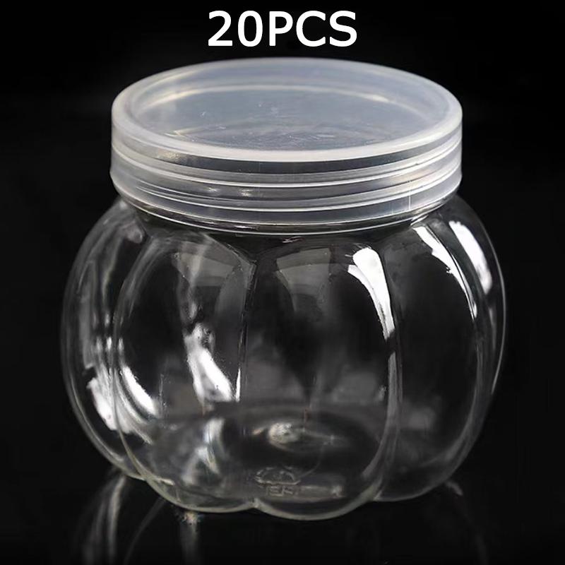 

WTEMPO Transparent Plastic Fall Empty Pumpkin Jars Clear Autumn Small Container with Lids Halloween & Thanksgiving Day Storage Jars Pumpkin Gift Jars 20pcs белый
