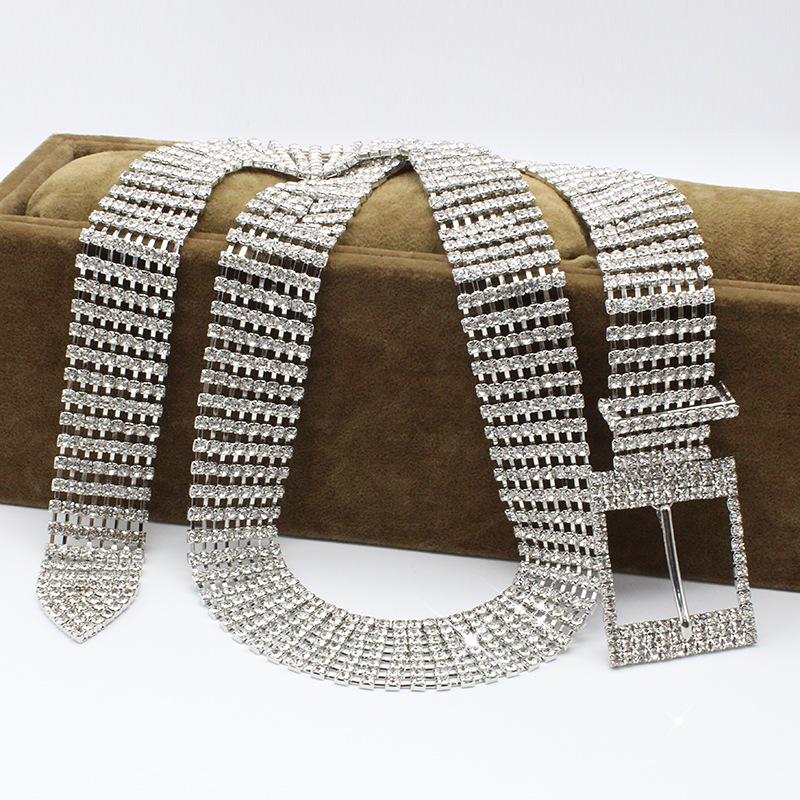 

Women s Rhinestone Metal Waist Chain Belt with Pin Buckle 100cm